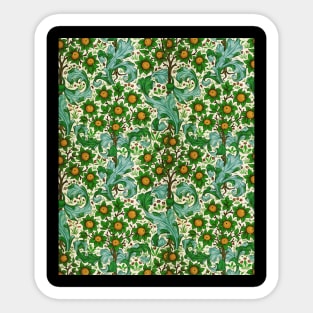 ORANGE TREE WITH BLUE GREEN LEAVES ,FLOWERS Floral Art Nouveau Pattern Sticker